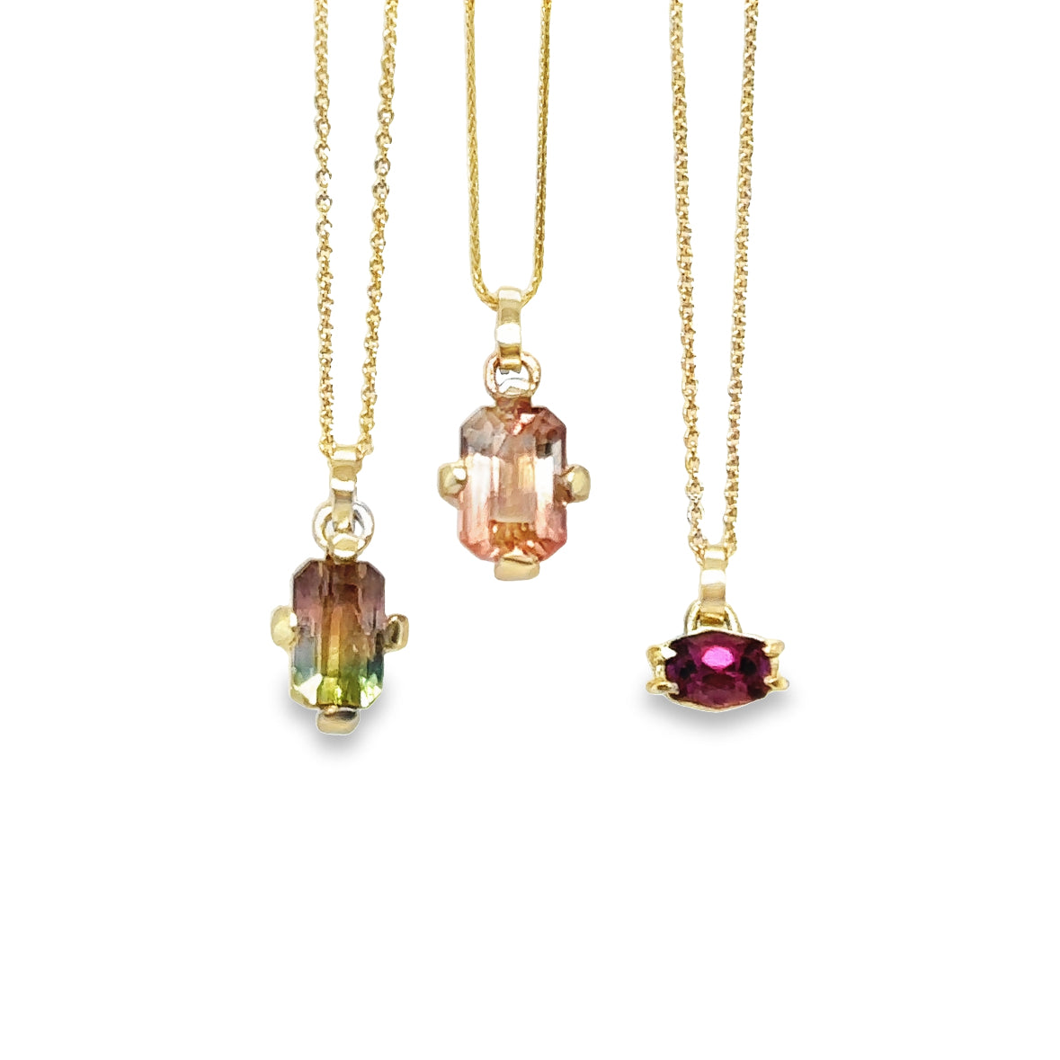 Watermelon Tourmaline Yellow Gold Pendant
