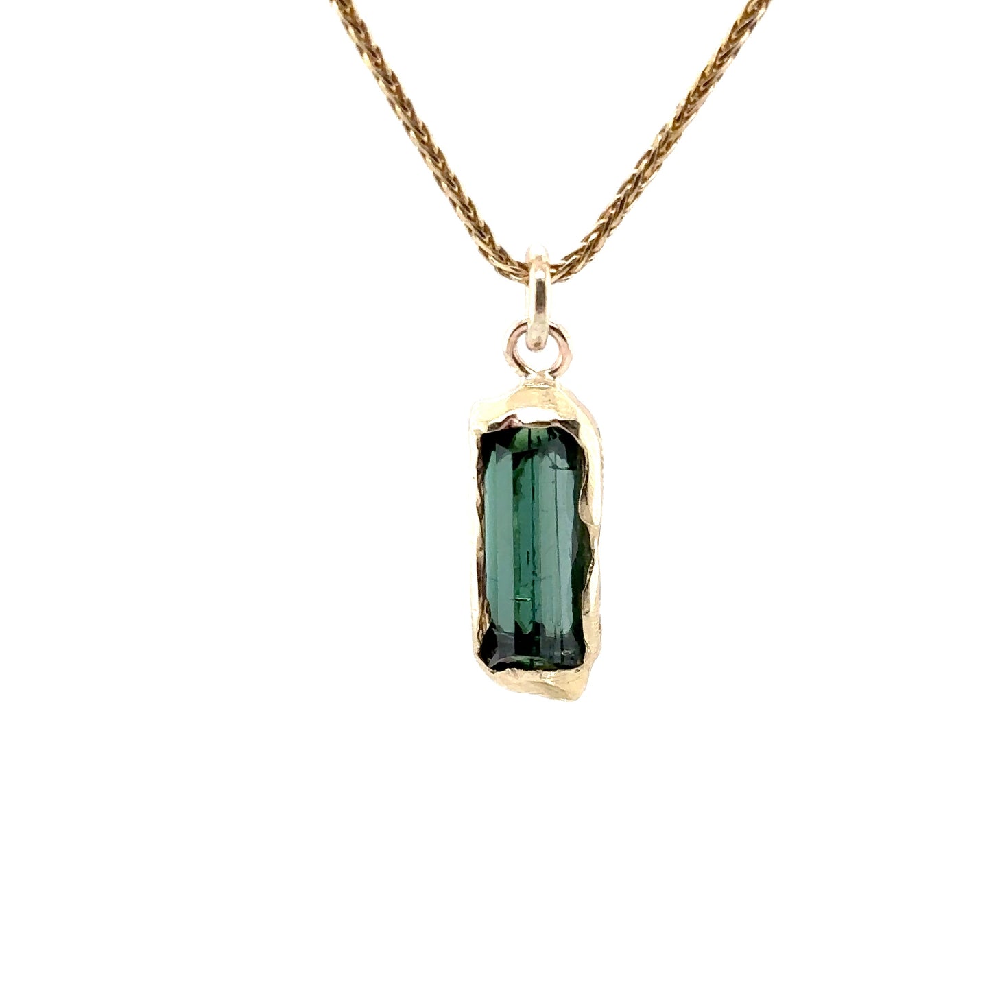 Green Tourmaline & Yellow Gold Pendant