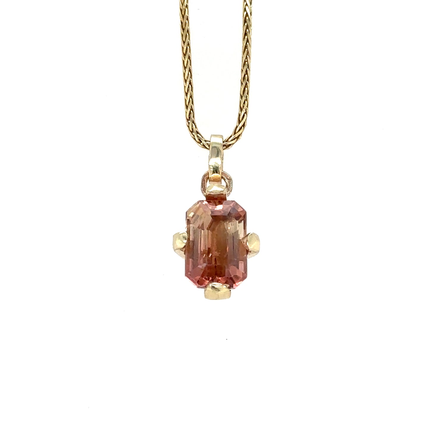 Sunset Bi Colour Tourmaline Gold Pendant