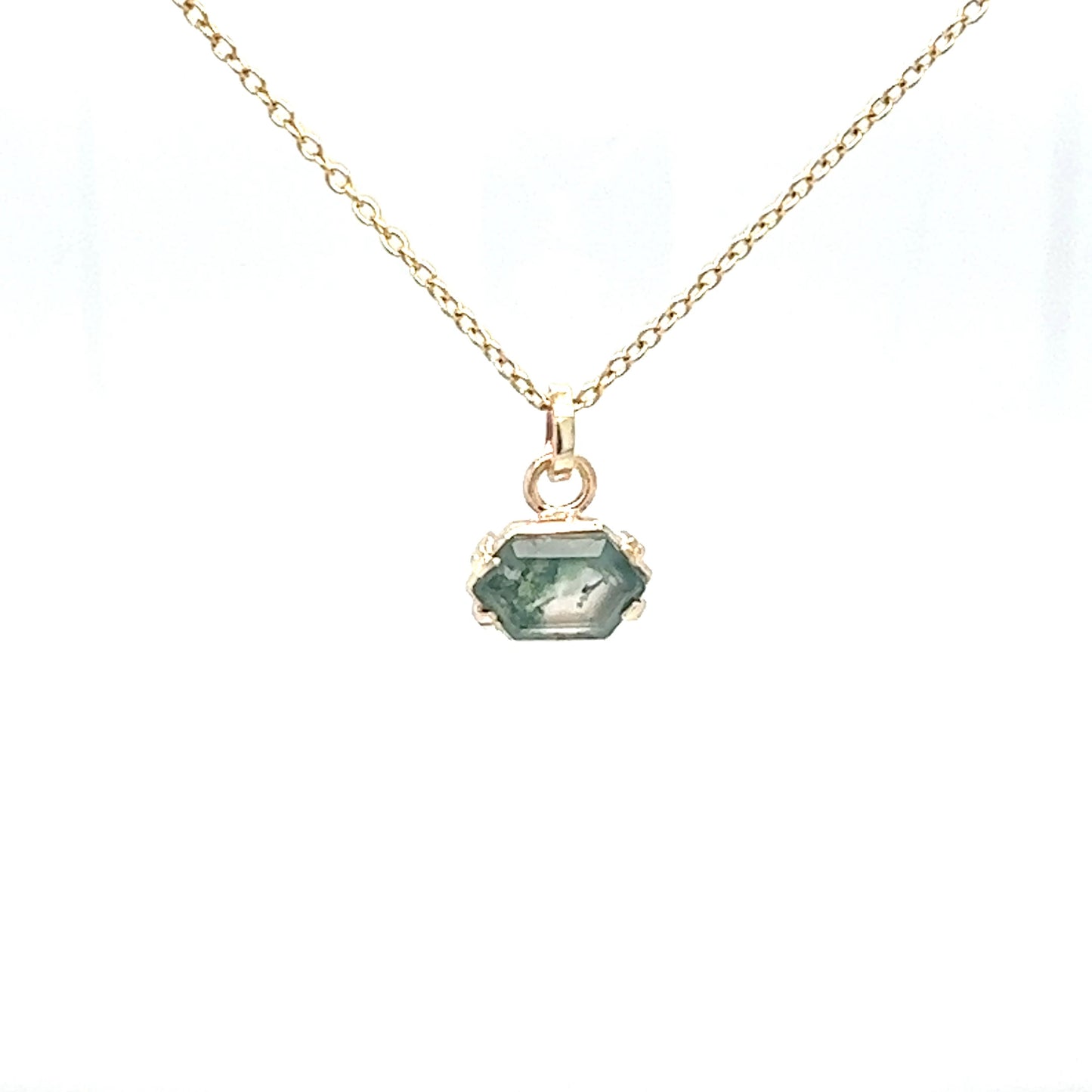 Green Moss Agate & Gold Pendant