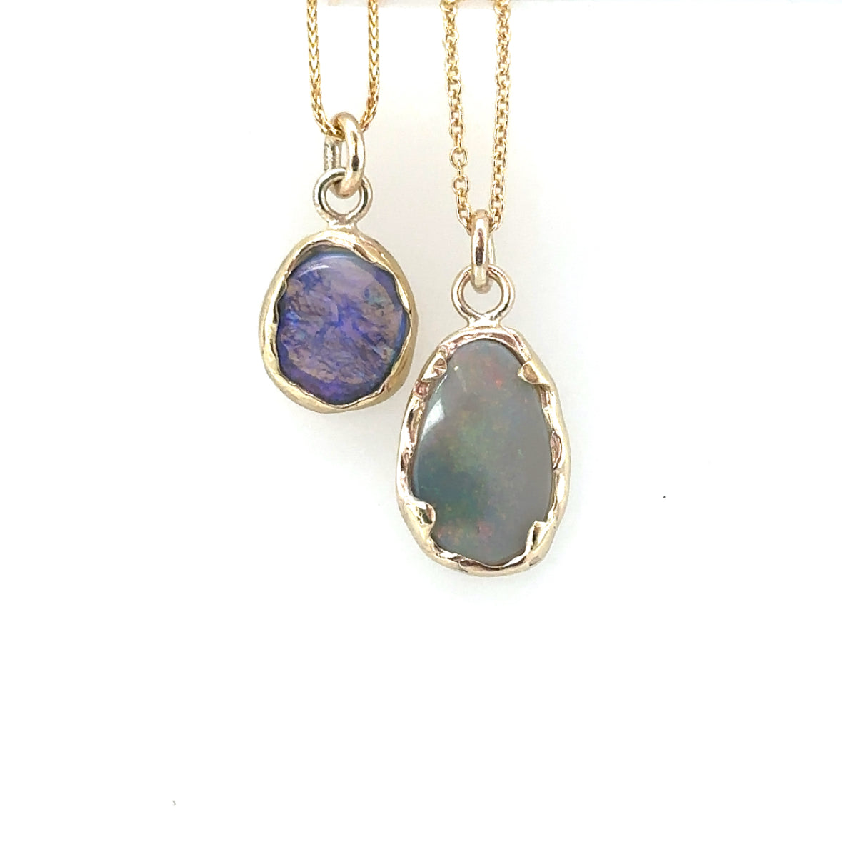 Fire Opal & Gold Organic Pendant