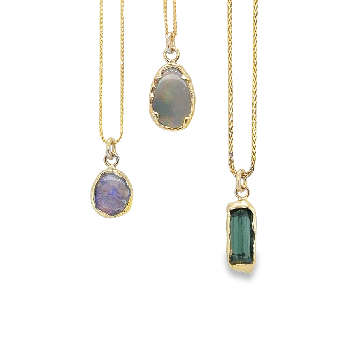 Green Tourmaline & Yellow Gold Pendant