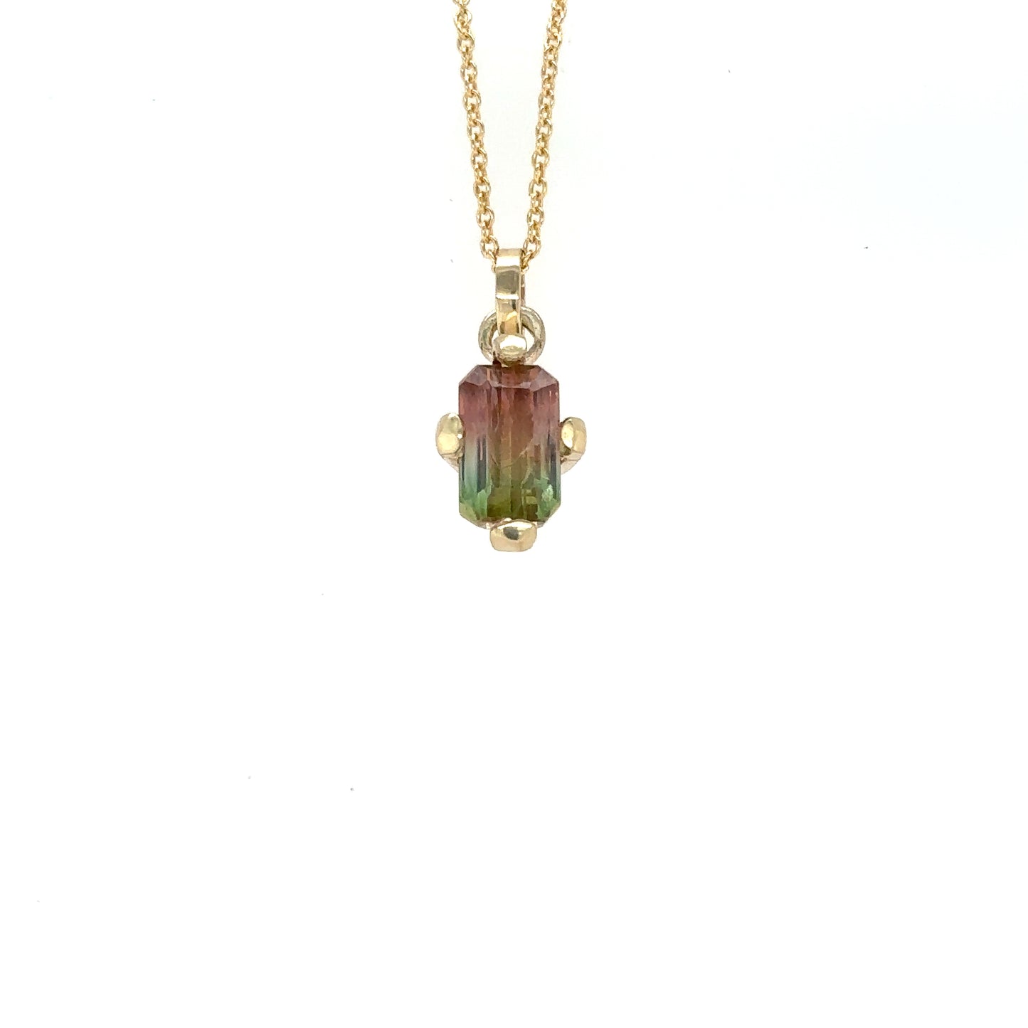 Watermelon Tourmaline Yellow Gold Pendant