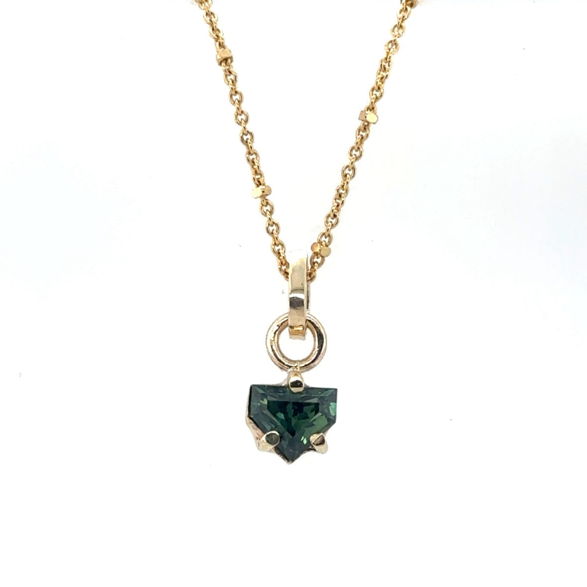 Teal Sapphire & Yellow Gold Pendant